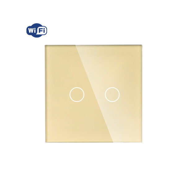 2Gang Tuya Switch Glass Wifi Gold