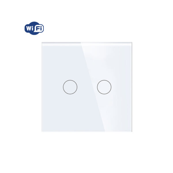 2Gang Tuya Switch Glass Wifi White