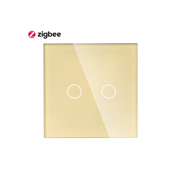 2Gang Tuya Switch Galss Zigbee Gold