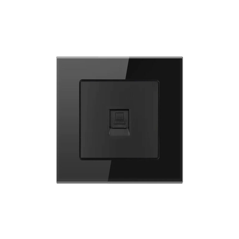 Data Outlet 1Gang Black Glass