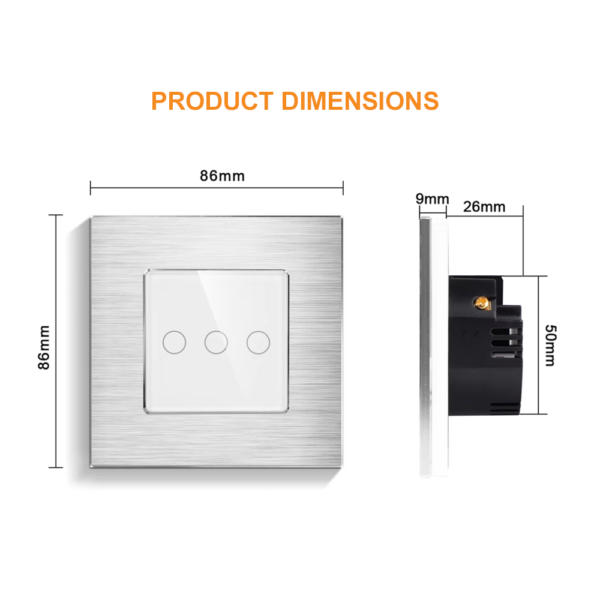 Aluminum Frame Touch Switch Dimensions