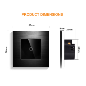 Aluminum Frame Touch Switch Dimensions Black