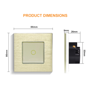 Aluminum Frame Touch Switch Gold Dimensions